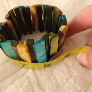 Vintage Dyed Mother of Pearle and Wood Bracelet